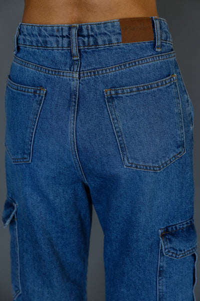 מכנסי ג׳ינס דגמח דיינה כיסים צדדיים | כחול