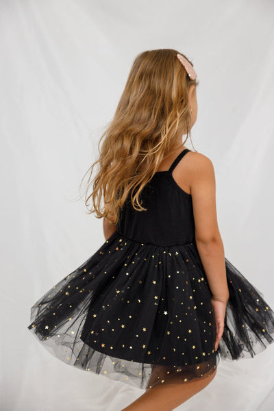 שמלת קיוטי טול כוכבים | שחור