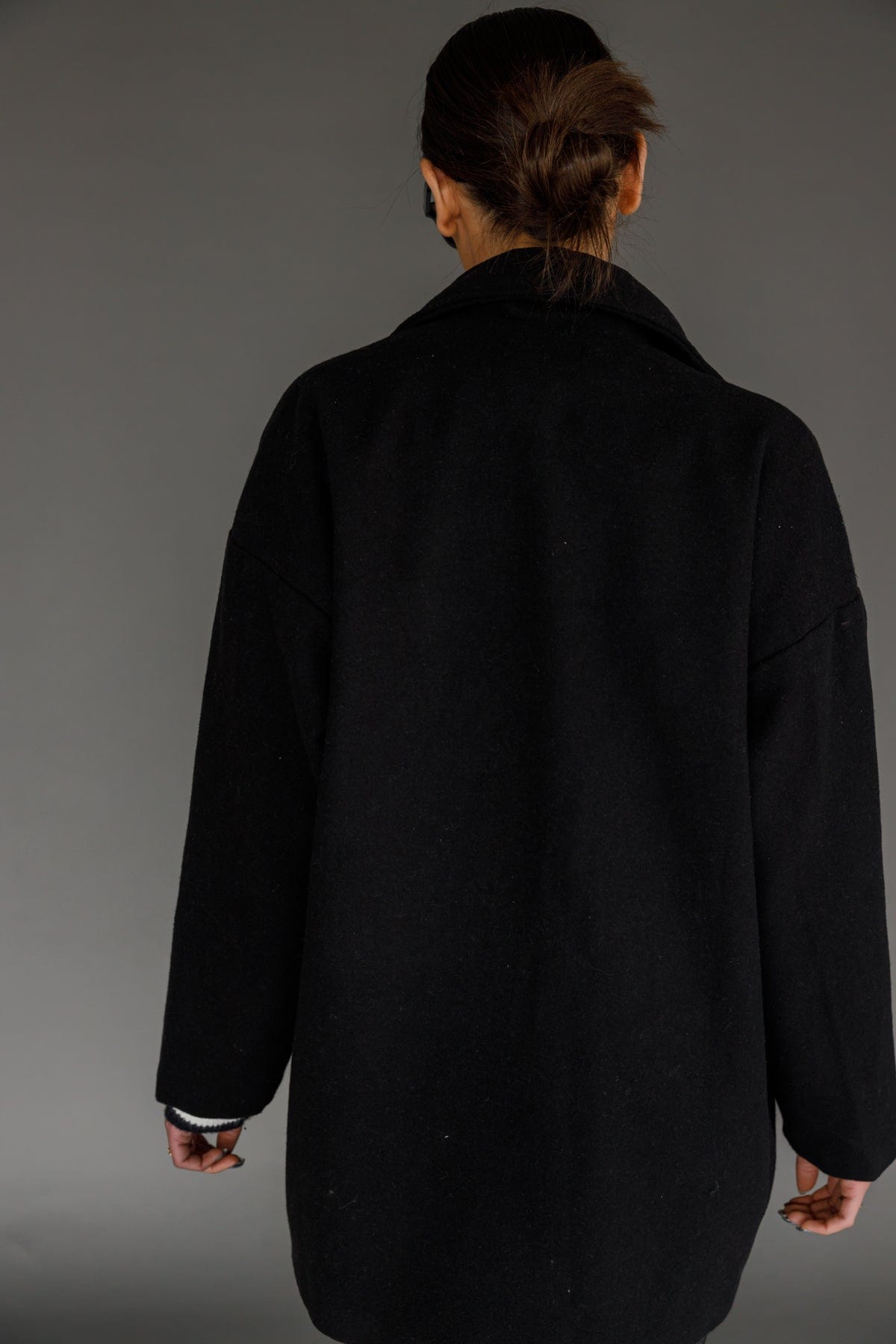 מעיל קיירו בשילוב צווארון | שחור
